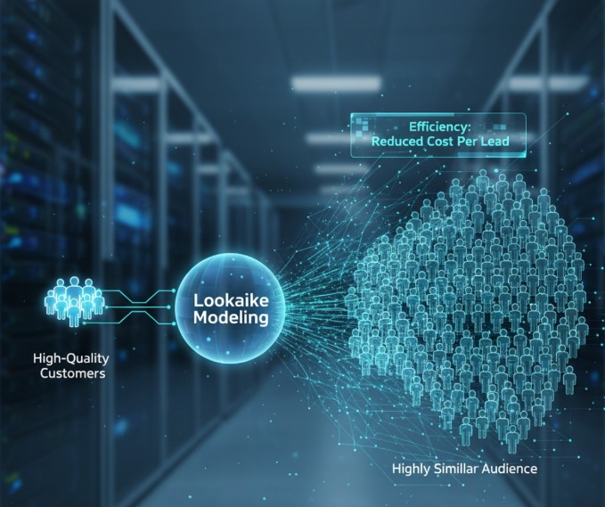 A team collaborating on a marketing strategy in a bright, modern office.